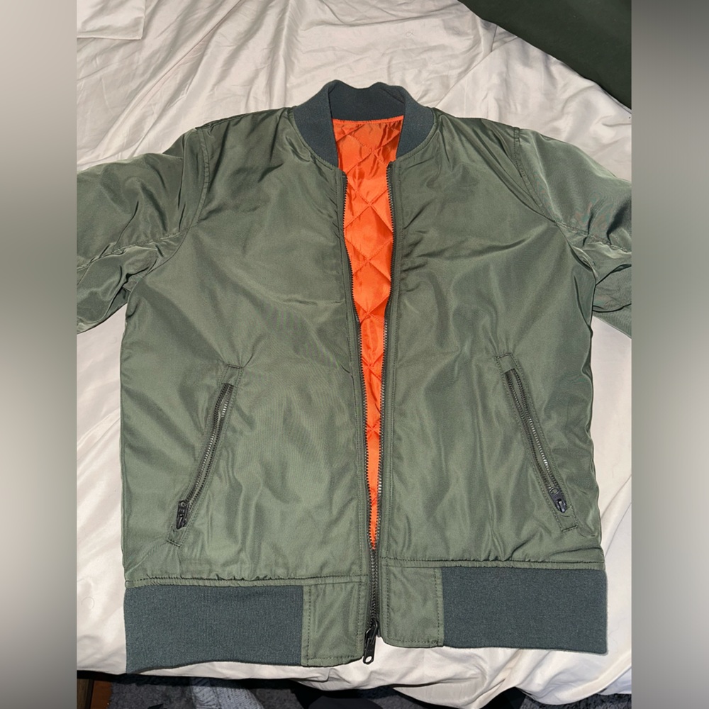 Green / Orange Reversible Bomber Jacket - Abercrombie & Fitch